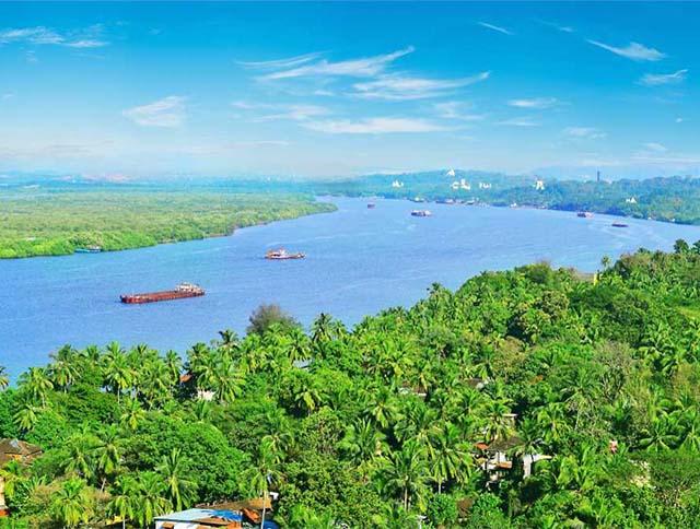 Aerial view of Divar Island in Goa, India