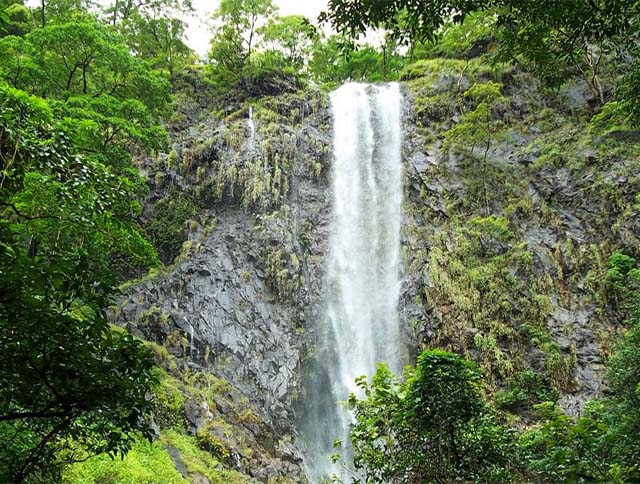 A breathtaking view of Kuskem Waterfall in Goa.